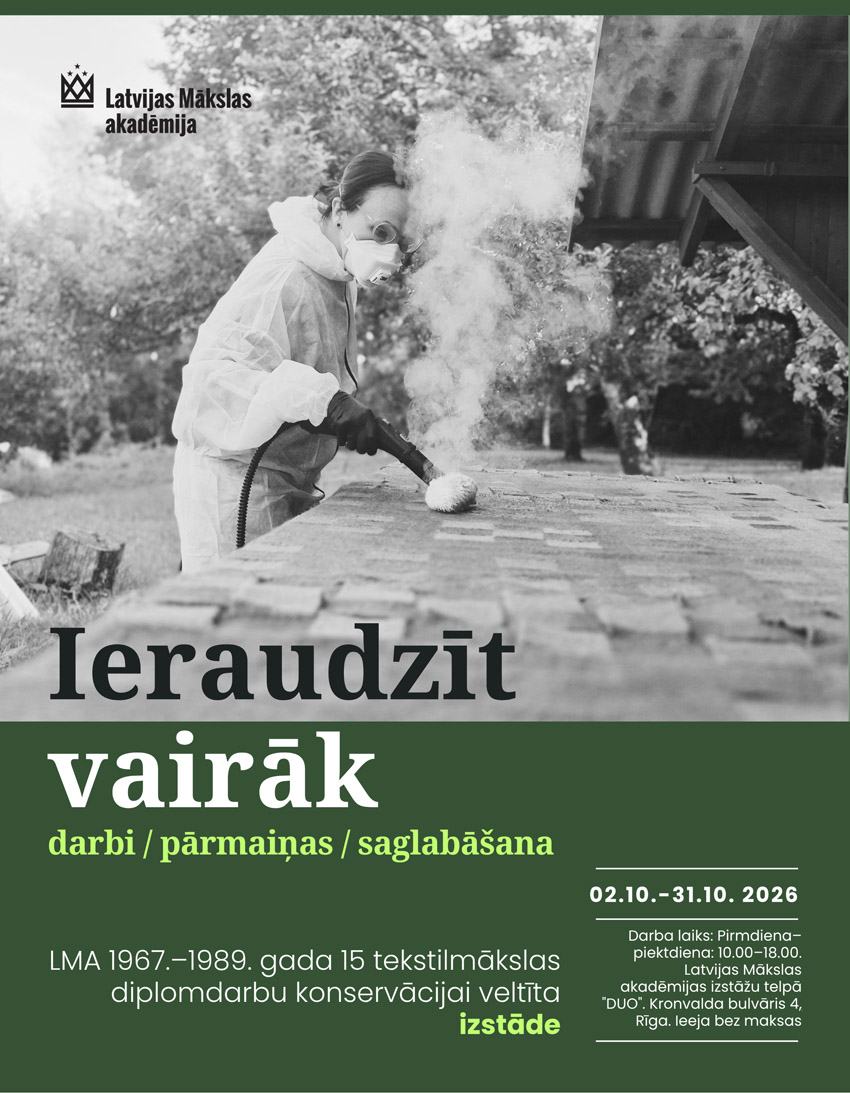 IERAUDZĪT VAIRĀK. DARBI, PĀRMAIŅAS UN SAGLABĀŠANA. LMA 1967.–1989. gada 15 tekstilmākslas diplomdarbu konservācijai veltīta izstāde